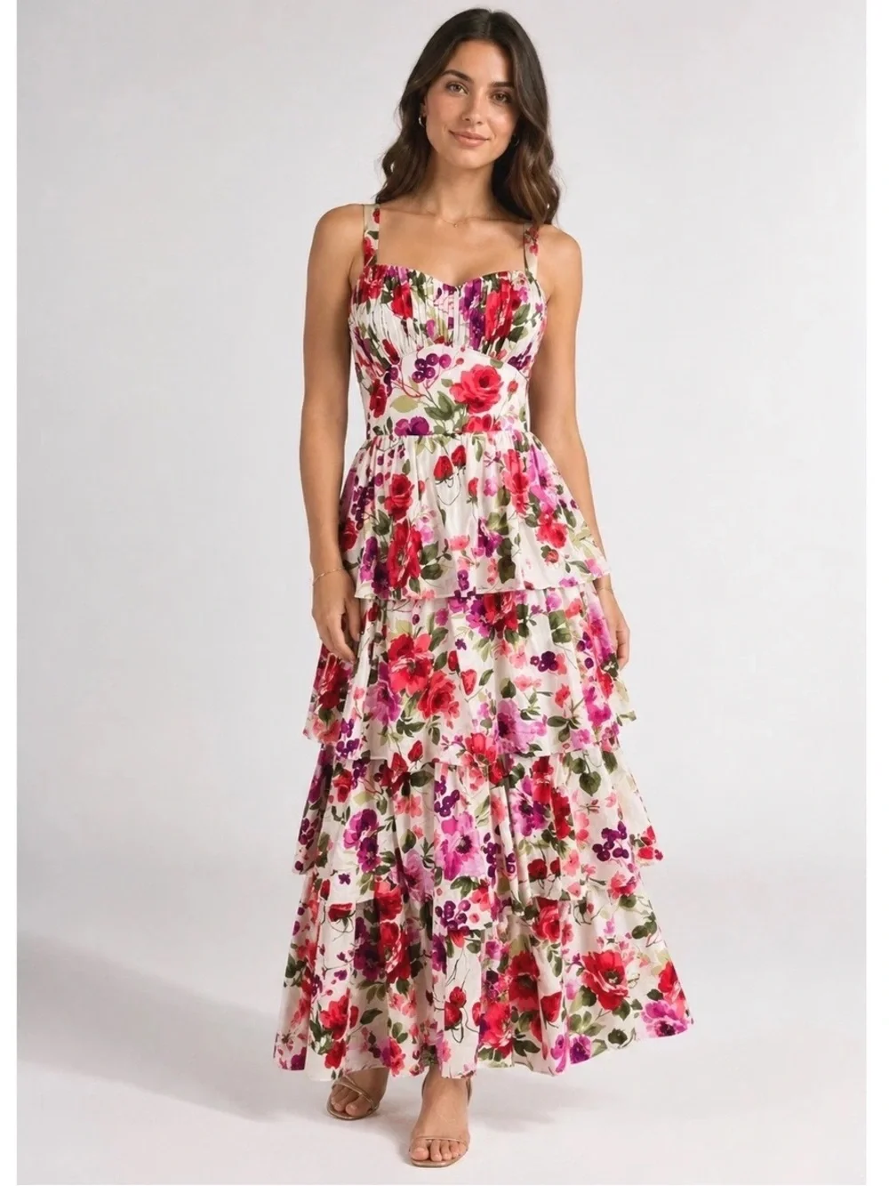 Abercrombie & Fitch NWT Floral Tiered Maxi Dress Cross Tie Back